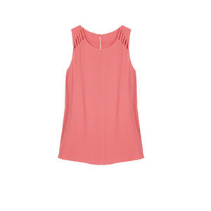 Skies Are Blue Pink/Peach Keyhole Shoulder Blouse